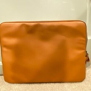 Sleek Tan Laptop Sleeve. NEW. Interior is super soft gray material.